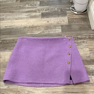 Zara Lavender Mini Skirt with Gold Buttons